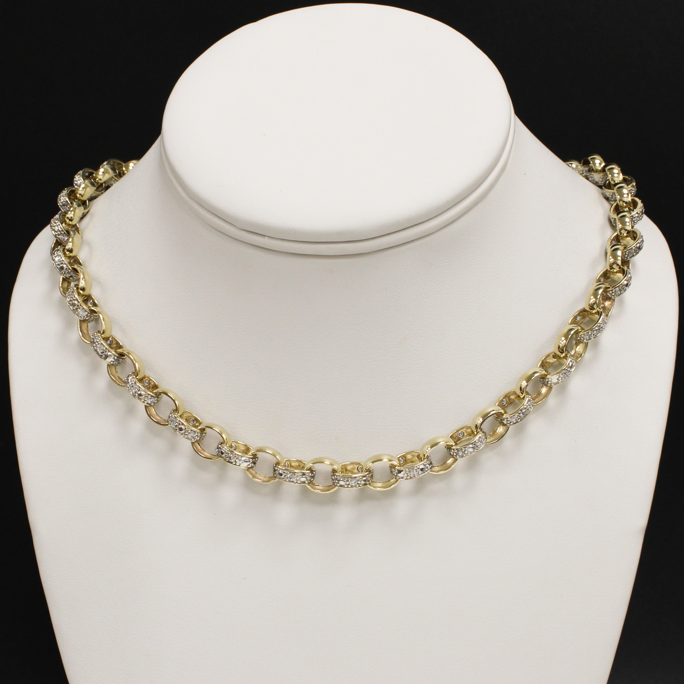 9ct Yellow Gold 22" Stone Set Round Belcher Chain 9ct Yellow Gold 22" Stone Set Round Belcher Chain