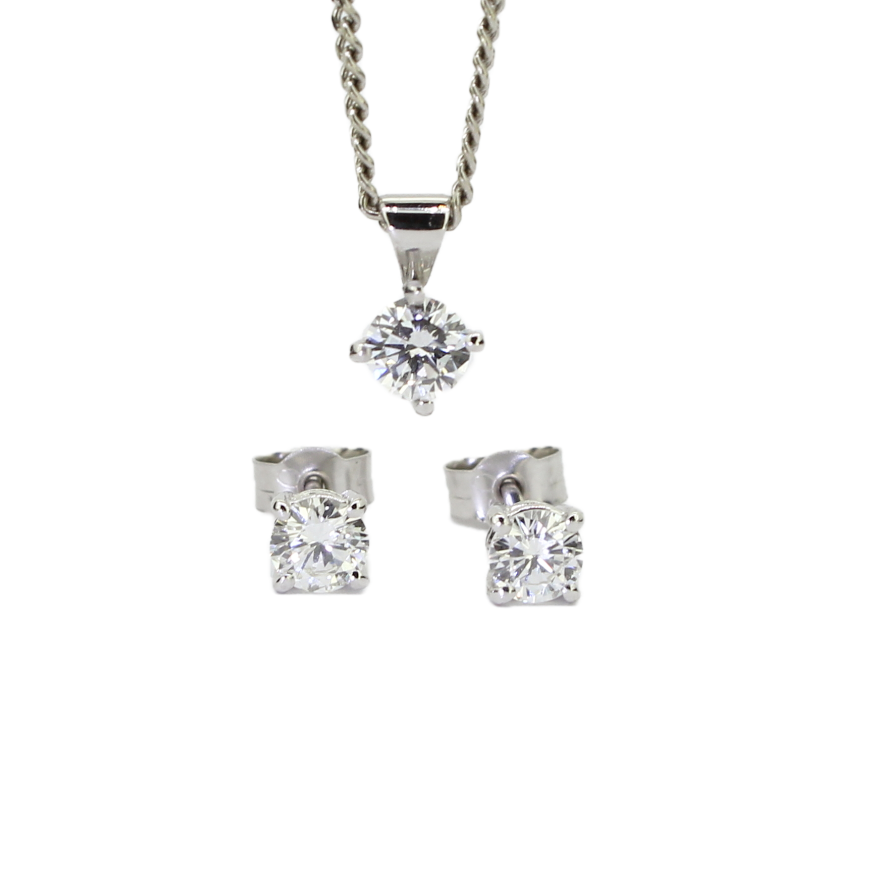18ct Gold Diamond Solitaire Pendant & Earrings Set 18ct Gold Diamond Solitaire Pendant & Earrings Set