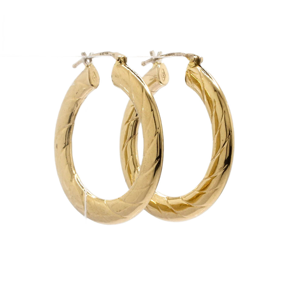 9ct Yellow Gold Lined Hoop Earrings 9ct Yellow Gold Lined Hoop Earrings