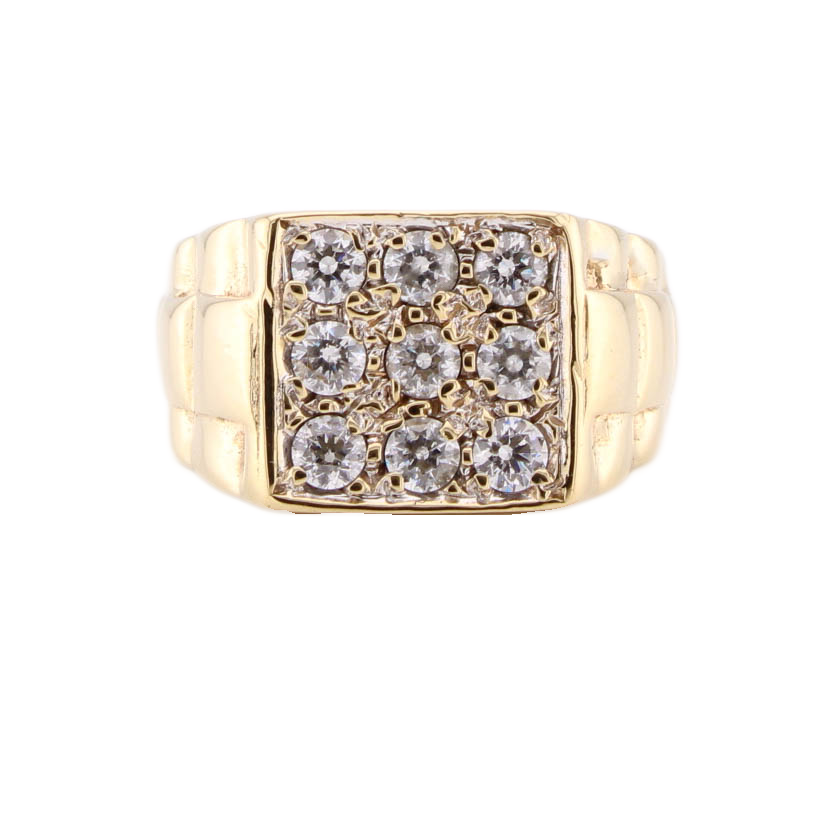 9ct Yellow Gold White Stone Signet Ring 9ct Yellow Gold White Stone Signet Ring