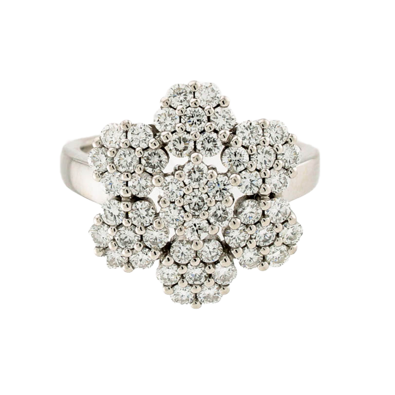 Platinum Diamond Multi-Cluster Flower Ring Total 1.96ct Platinum Diamond Multi-Cluster Flower Ring Total 1.96ct