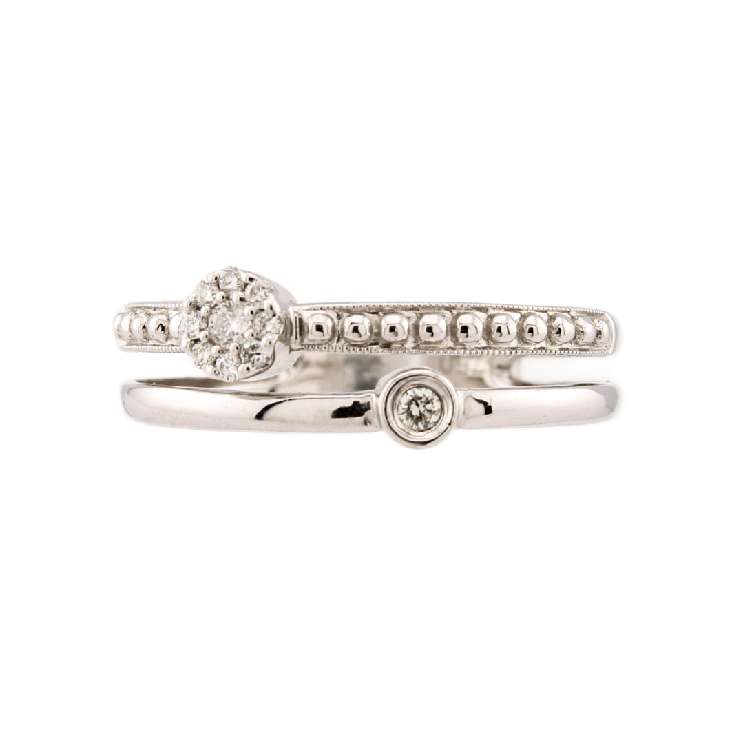 18ct White Gold Diamond 2 Row Band Ring 0.20ct Total 18ct White Gold Diamond 2 Row Band Ring 0.20ct Total