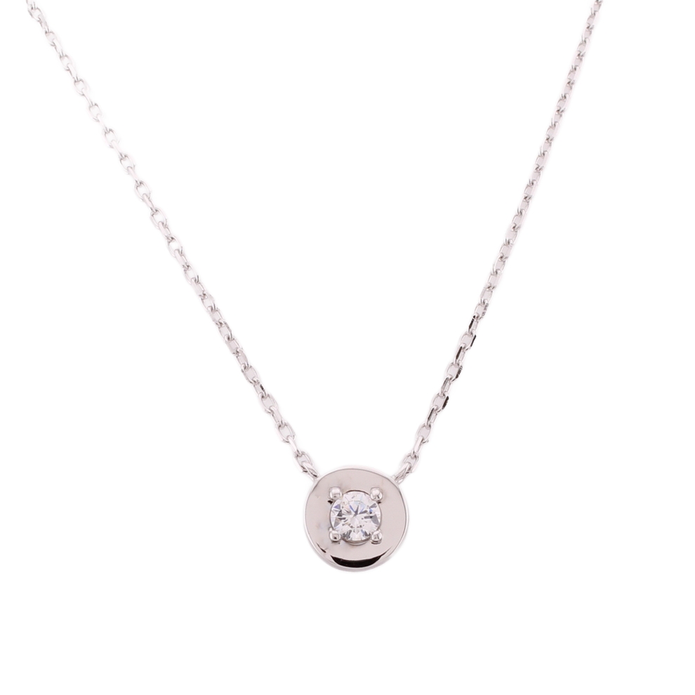New Silver Stone Set Disc Pendant & Chain New Silver Stone Set Disc Pendant & Chain