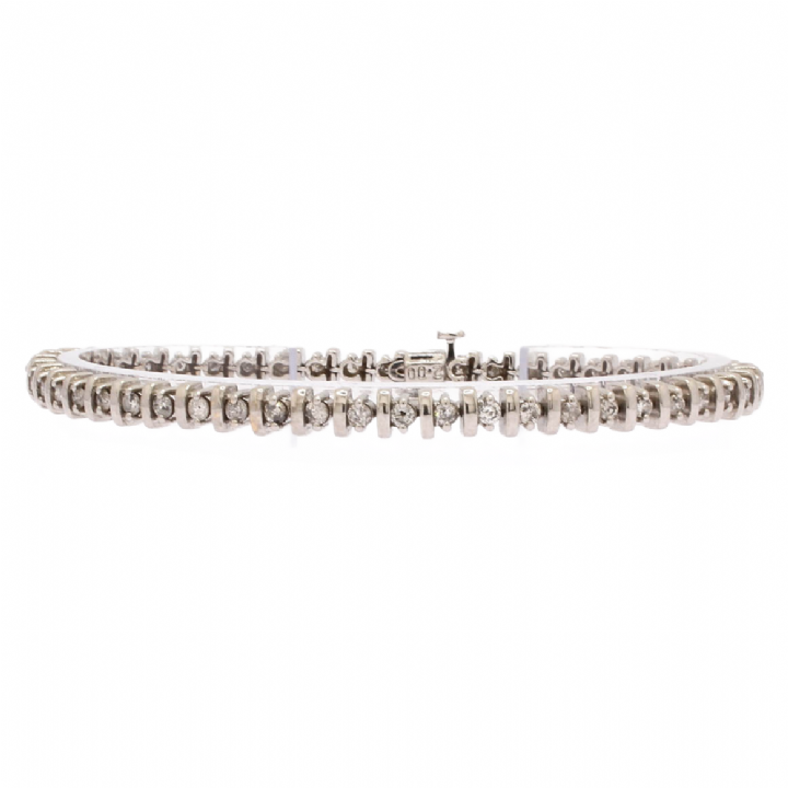 Pre-Owned 9ct White Gold Diamond Line Bracelet Total 2.00ct 7113327