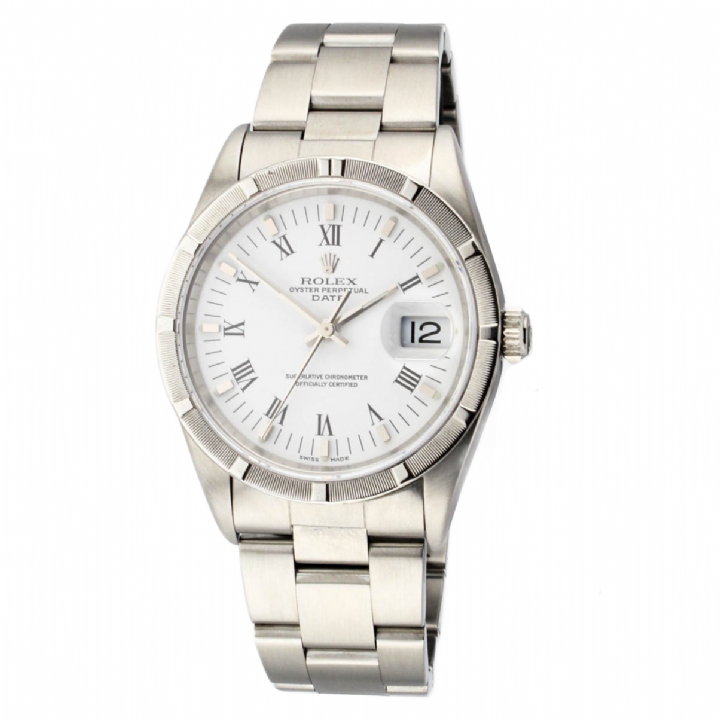 Pre-Owned 34mm Rolex Date Watch, White Dial 15210