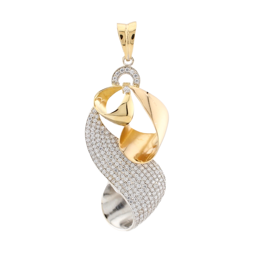18ct Yellow Gold Large Stone Set Swirl Pendant 18ct Yellow Gold Large Stone Set Swirl Pendant