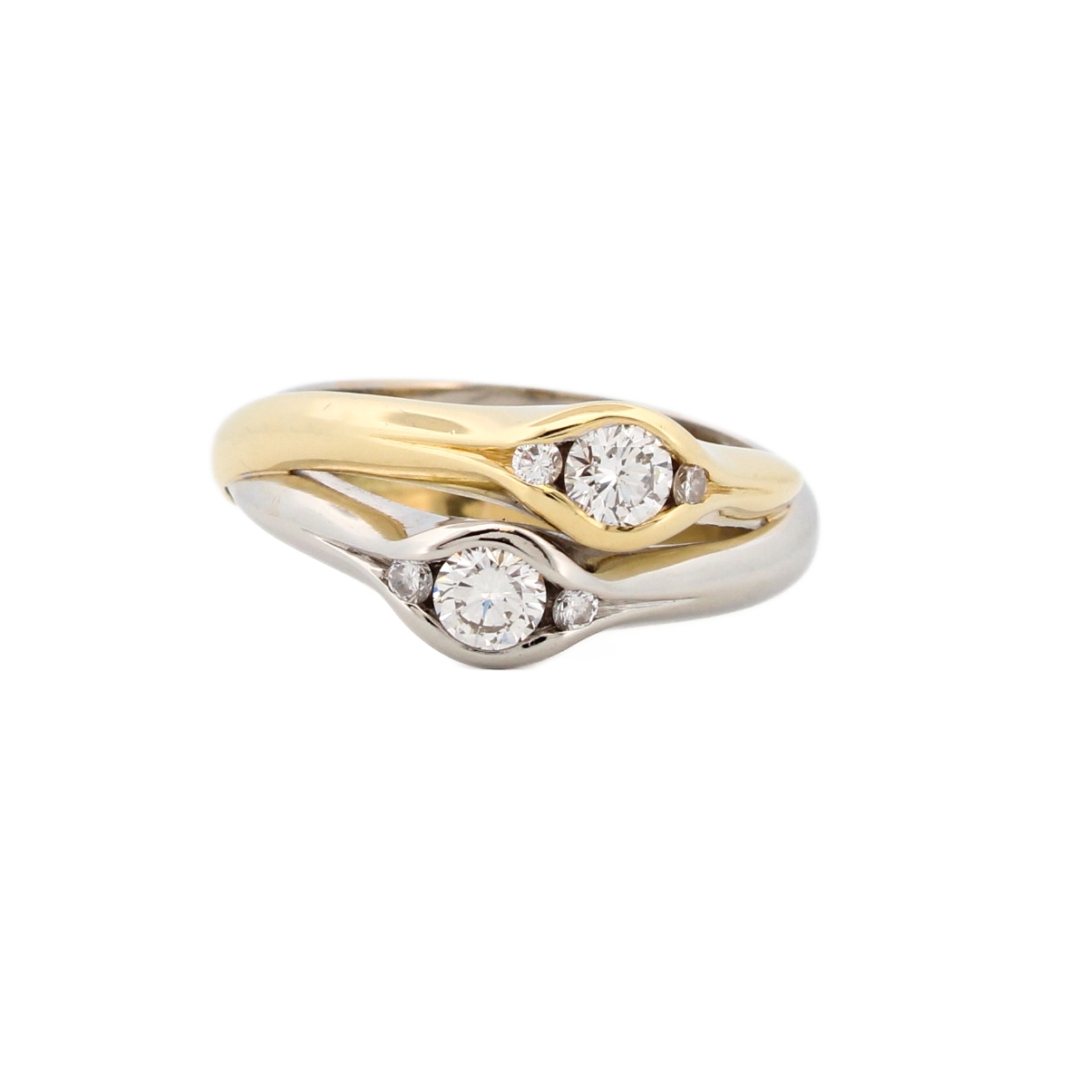 18ct 2 Colour Gold Diamond 2 Stone Ring 0.50ct Total 18ct 2 Colour Gold Diamond 2 Stone Ring 0.50ct Total