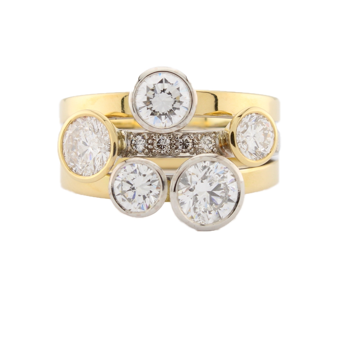 18ct Yellow & White Gold Diamond Asymmetric Ring Total 2.42ct 18ct Yellow & White Gold Diamond Asymmetric Ring Total 2.42ct