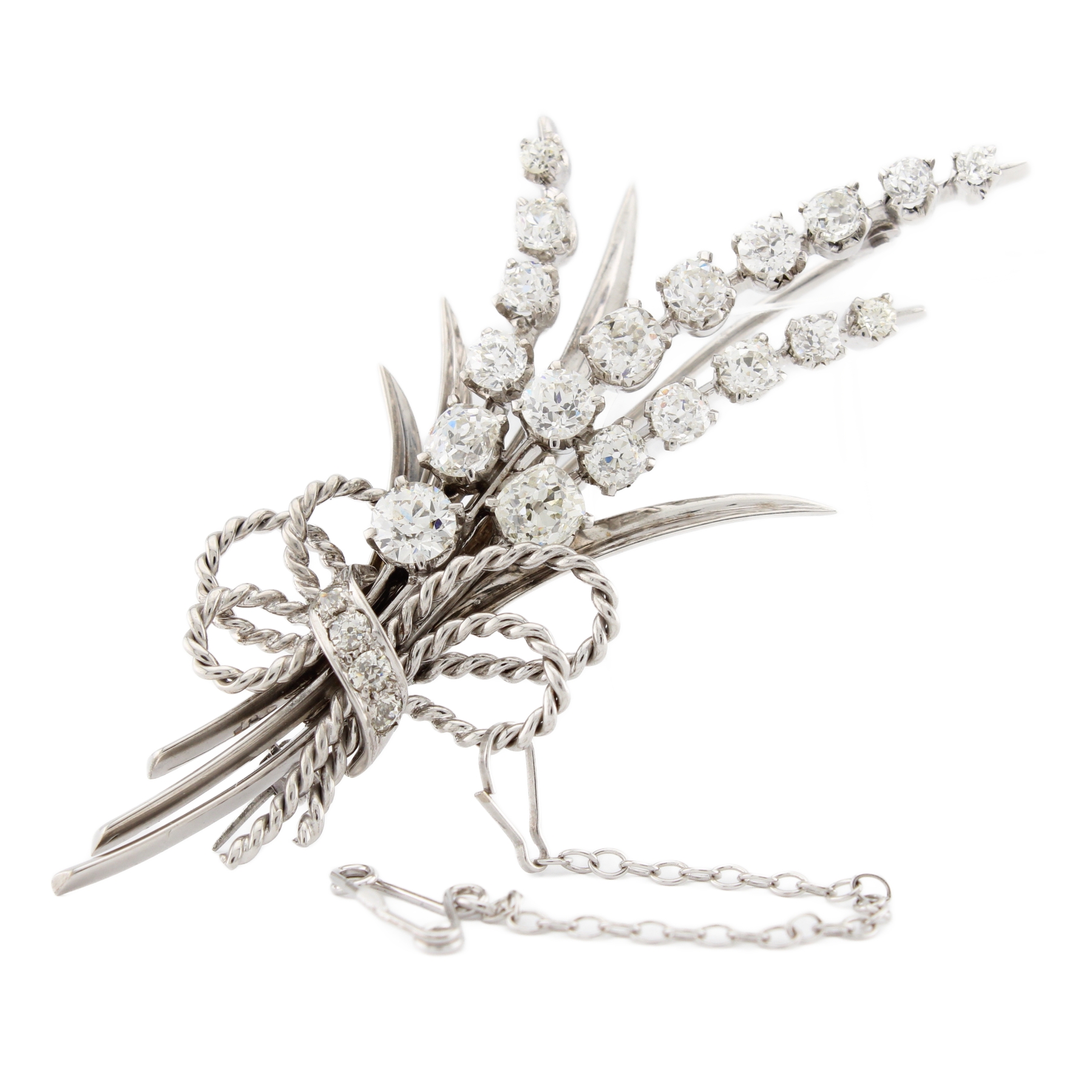 18ct White Gold Diamond Spray Brooch Total 4.04ct 18ct White Gold Diamond Spray Brooch Total 4.04ct