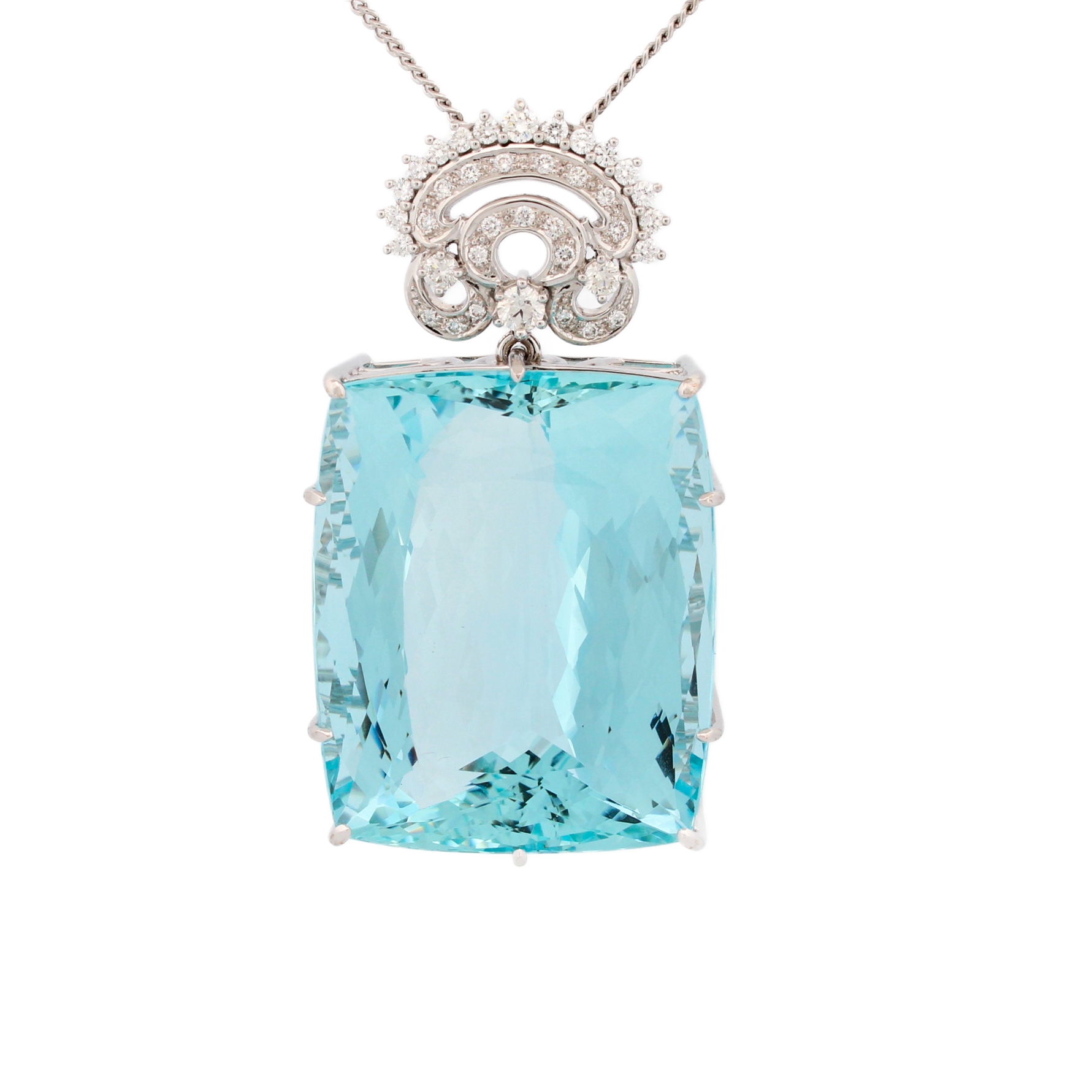 Pre-Owned 18ct White Gold Diamond & Aquamarine Pendant Pre-Owned 18ct White Gold Diamond & Aquamarine Pendant