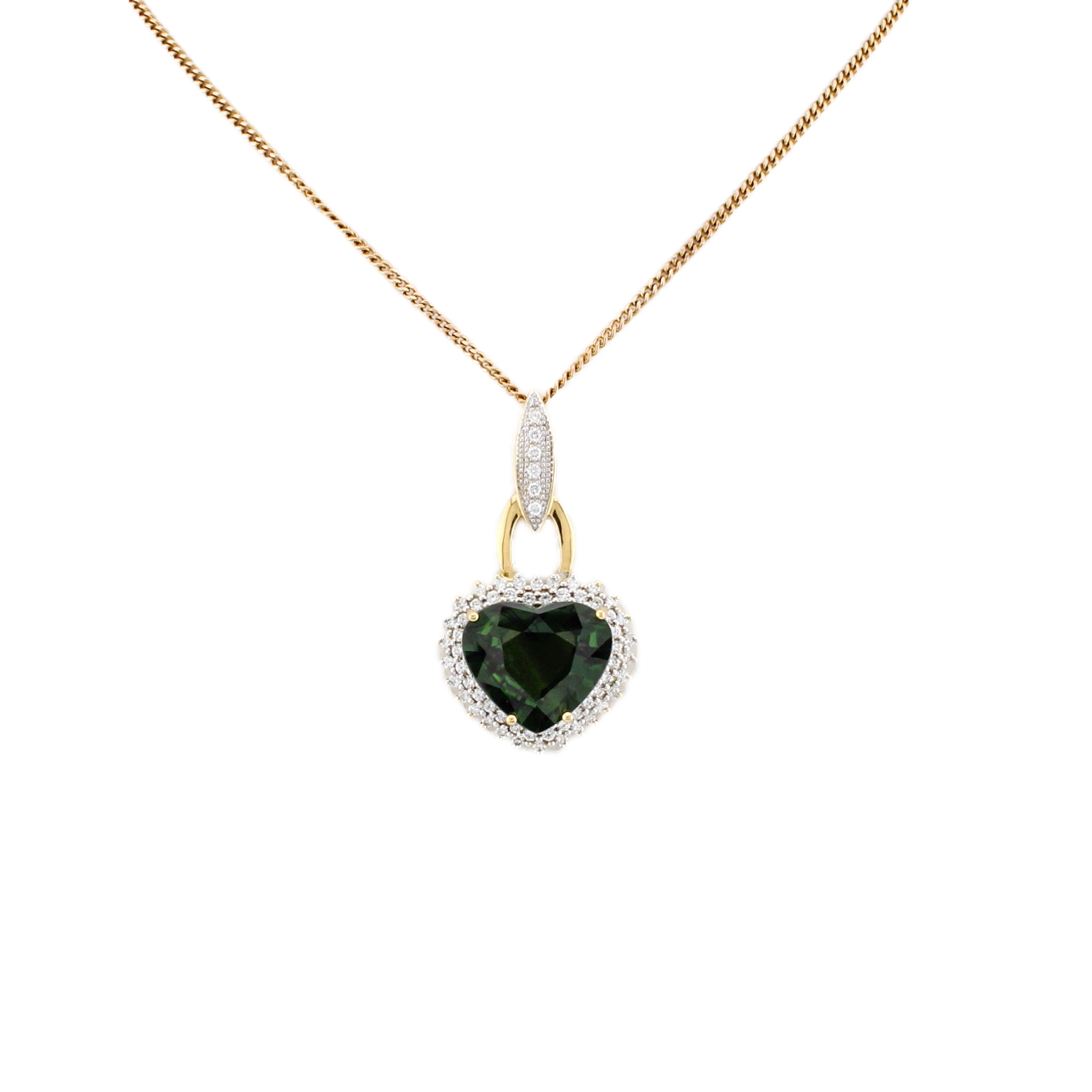 18ct Yellow Gold Green Sapphire & Diamond Pendant 18ct Yellow Gold Green Sapphire & Diamond Pendant