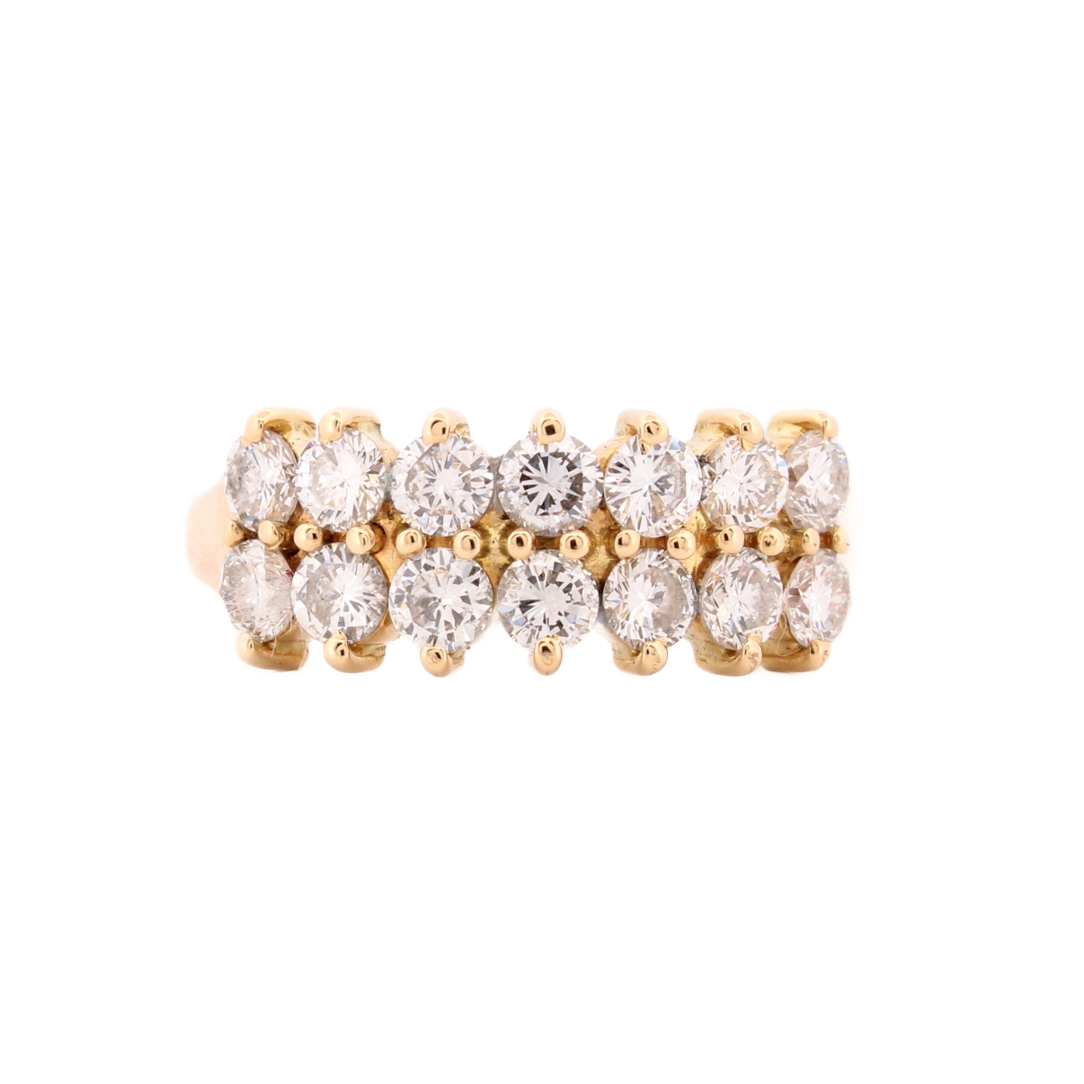 18ct Yellow Gold Diamond 2 Row Ring Total 1.47ct 18ct Yellow Gold Diamond 2 Row Ring Total 1.47ct