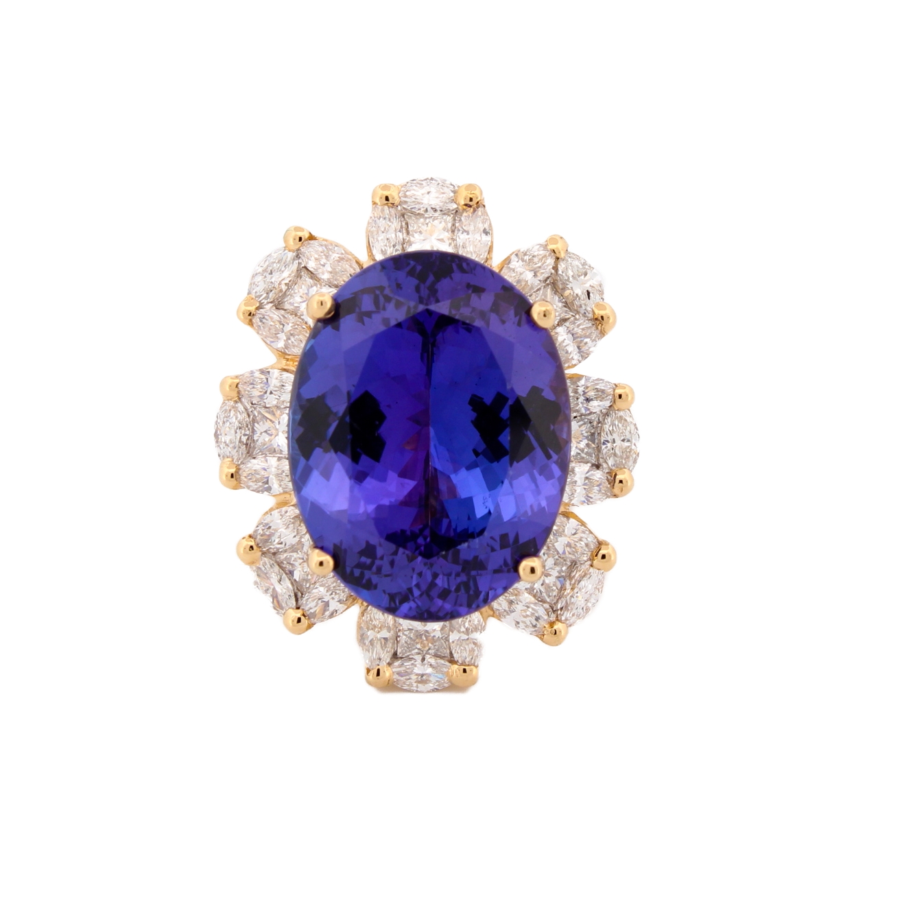 Pre-Owned 18ct Yellow Gold Tanzanite & Diamond Cluster Ring Pre-Owned 18ct Yellow Gold Tanzanite & Diamond Cluster Ring