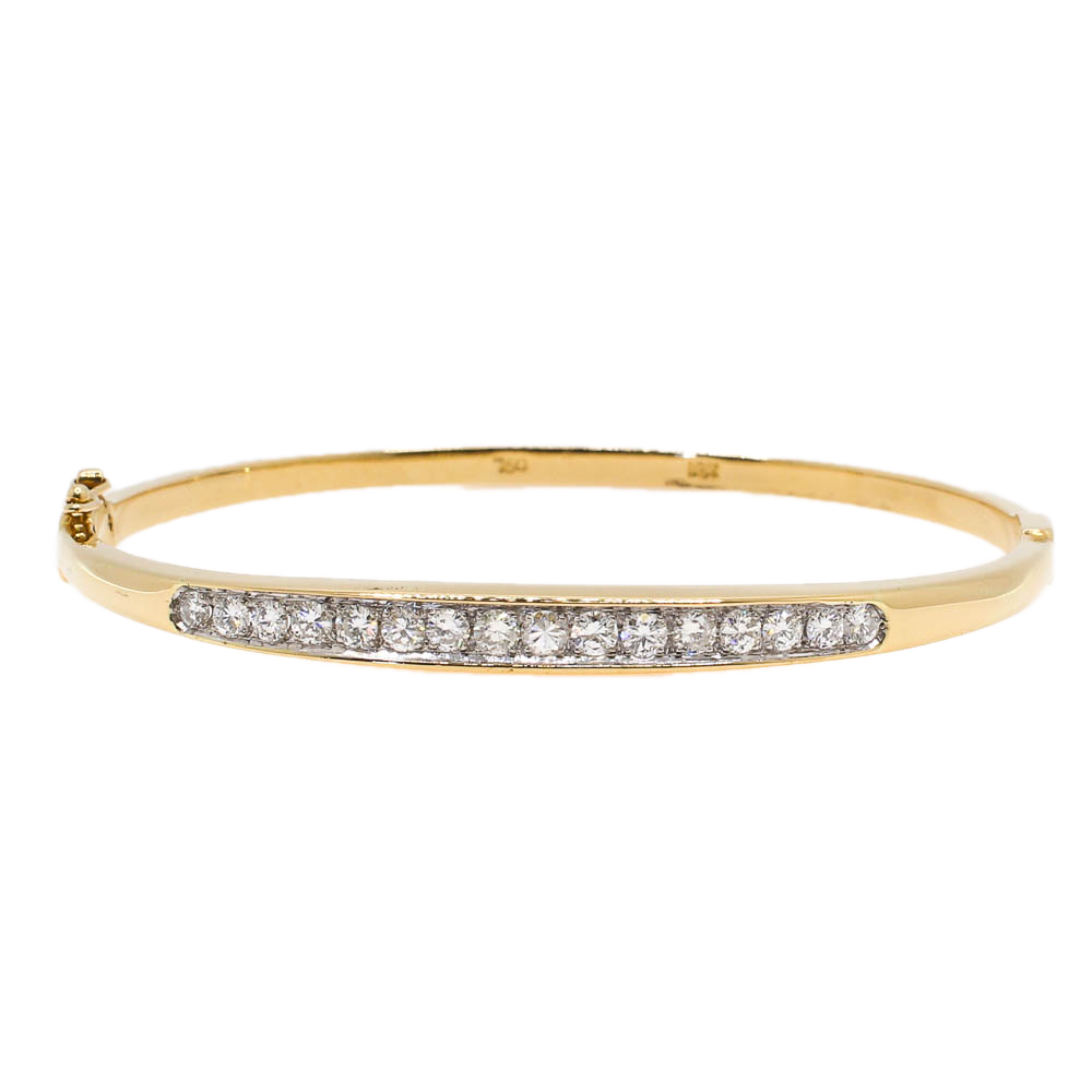18ct Yellow Gold Diamond Bangle 1.00ct Total 18ct Yellow Gold Diamond Bangle 1.00ct Total