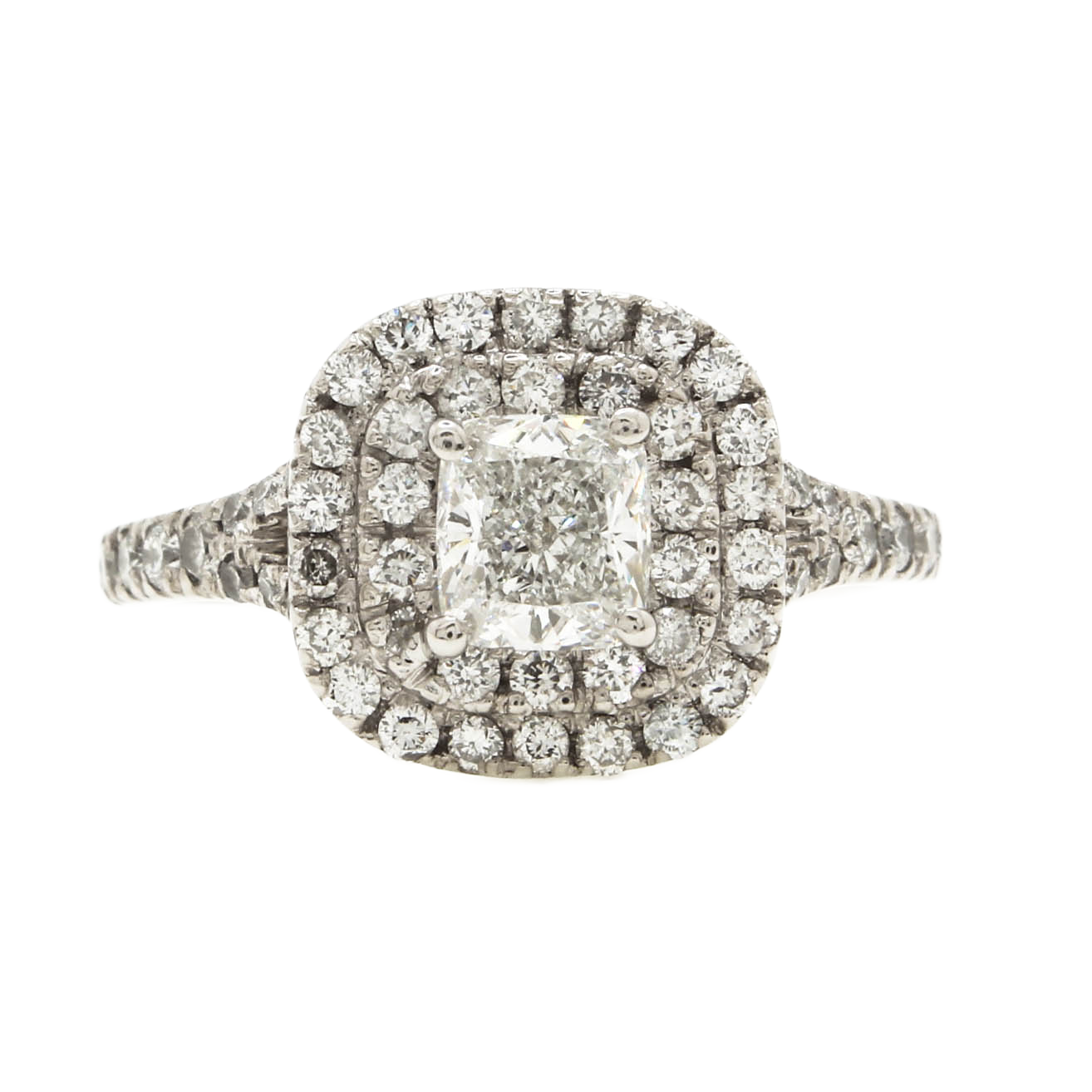 Pre-Owned Platinum Diamond Cushion Cluster Ring Total 1.33ct Pre-Owned Platinum Diamond Cushion Cluster Ring Total 1.33ct