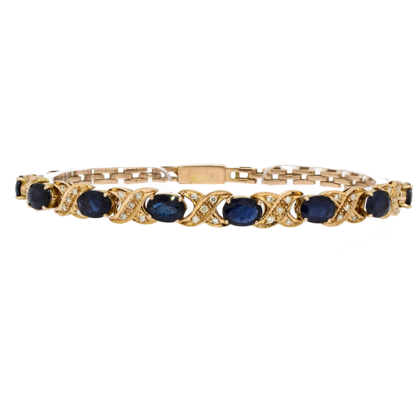 9ct Yellow Gold Diamond & Sapphire Bracelet 9ct Yellow Gold Diamond & Sapphire Bracelet