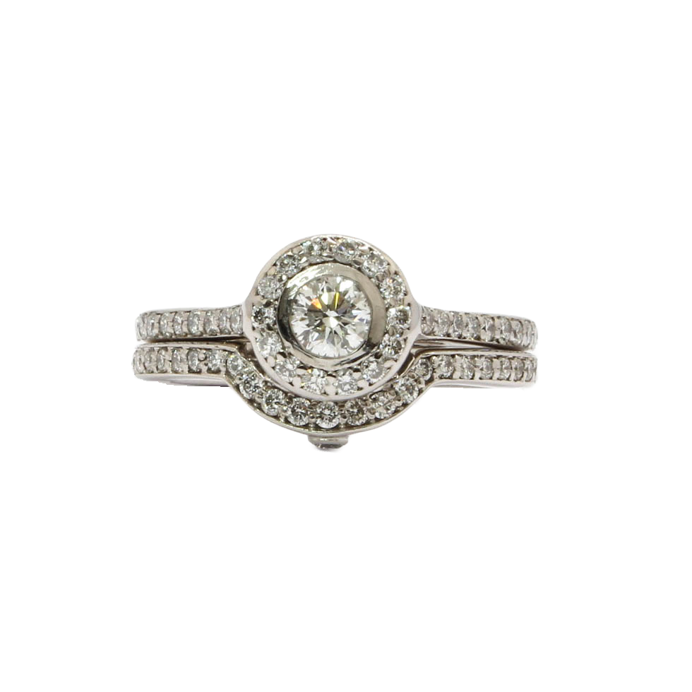 Pre-Owned 18ct White Gold Diamond Bridal Ring Set 0.98ct Pre-Owned 18ct White Gold Diamond Bridal Ring Set 0.98ct