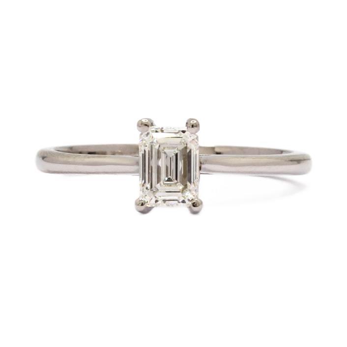 Platinum Diamond Emerald Cut Solitaire Ring 0.53ct Platinum Diamond Emerald Cut Solitaire Ring 0.53ct