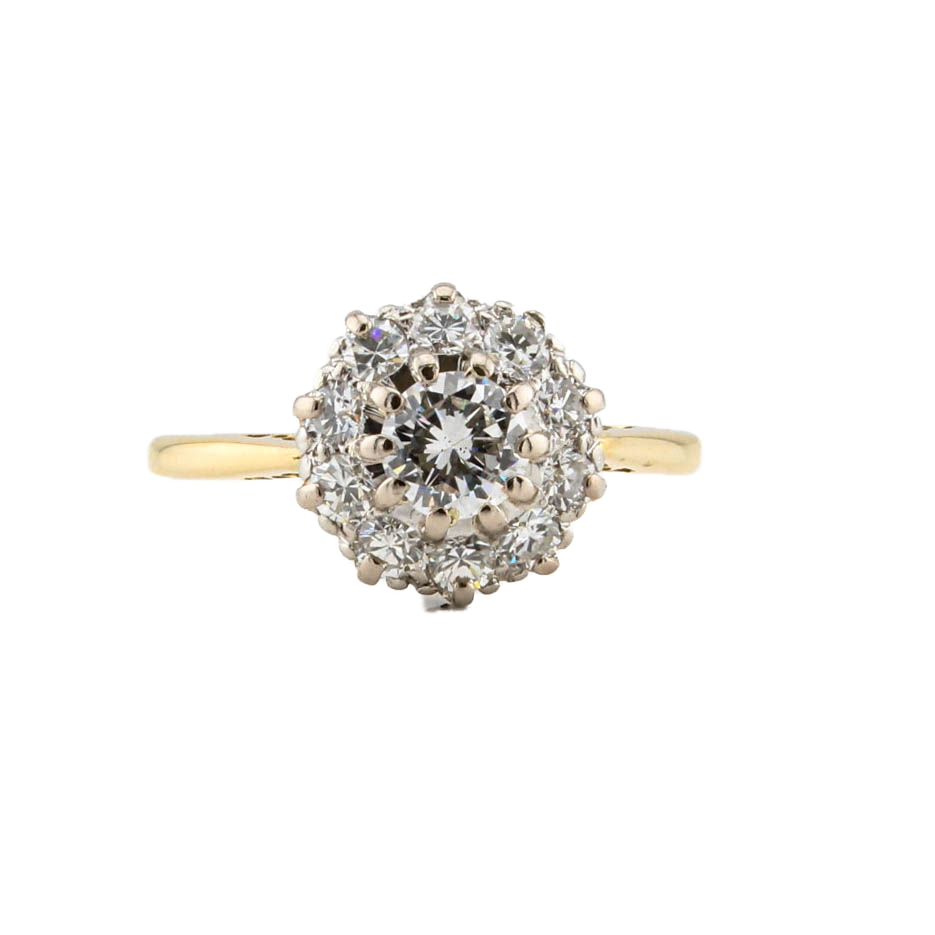 Pre-Owned 14ct Yellow Gold Diamond Cluster Ring Total 0.93ct Pre-Owned 14ct Yellow Gold Diamond Cluster Ring Total 0.93ct