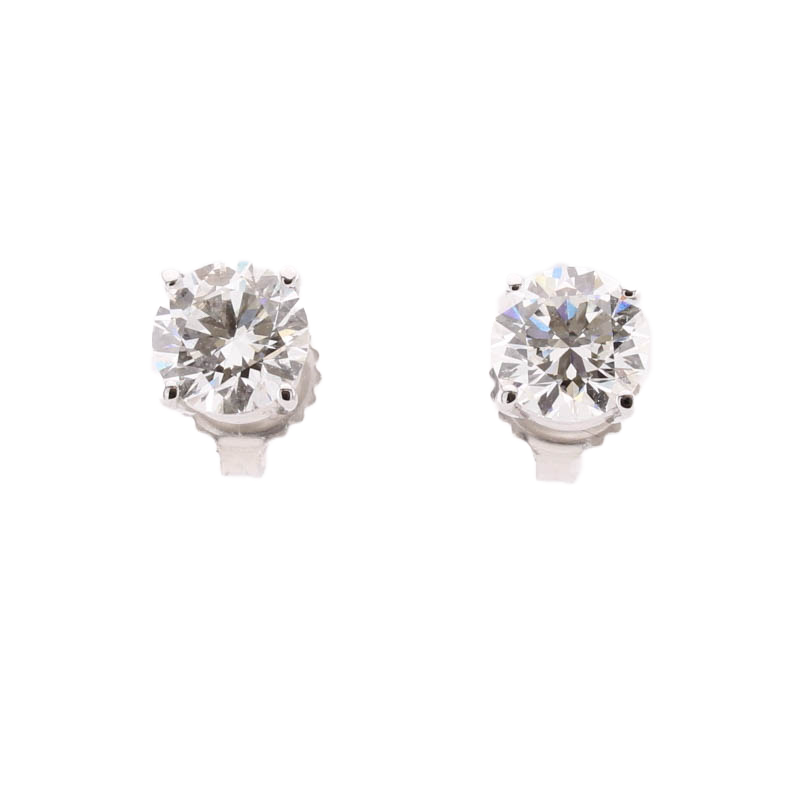 Pre-Owned 18ct White Gold Diamond Stud Earrings Total 2.04ct Pre-Owned 18ct White Gold Diamond Stud Earrings Total 2.04ct