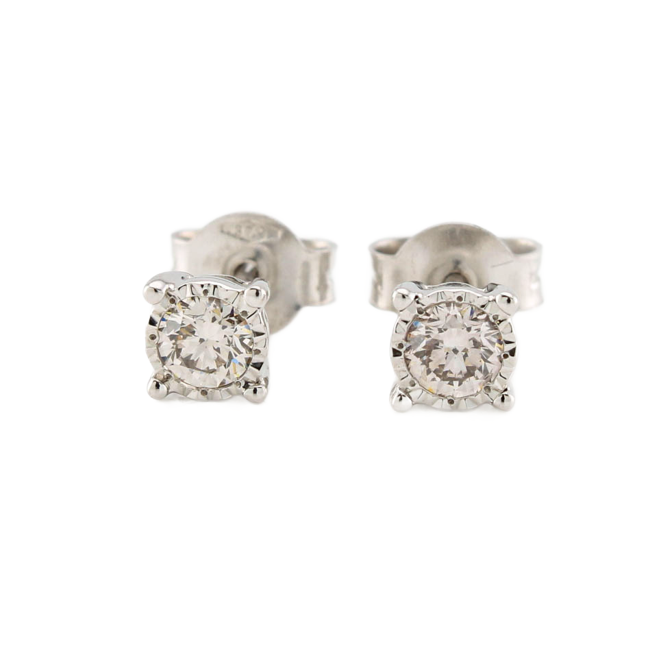9ct White Gold Diamond Solitaire Stud Earrings 0.38ct Total 9ct White Gold Diamond Solitaire Stud Earrings 0.38ct Total
