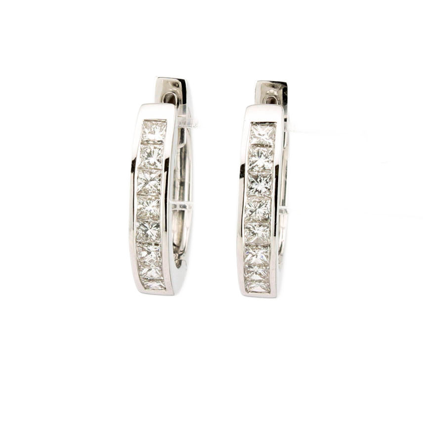 White Gold Diamond Hoop Earrings White Gold Diamond Hoop Earrings
