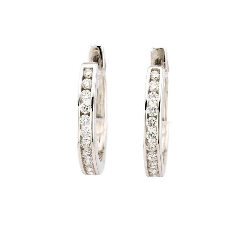 White Gold Diamond Hoop Earrings White Gold Diamond Hoop Earrings