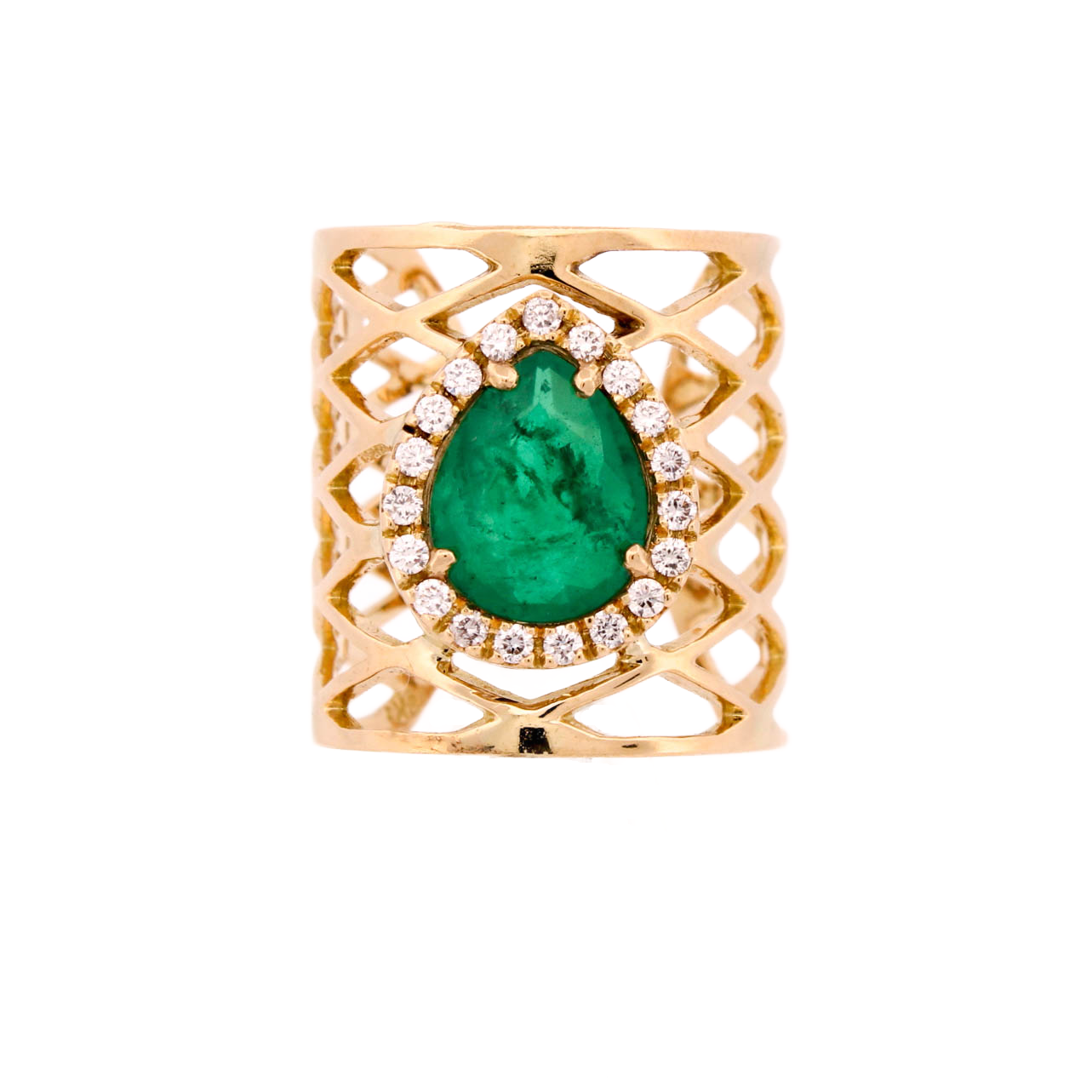 Pre-Owned 18ct Yellow Gold Emerald & Diamond Ring Total 0.62ct Pre-Owned 18ct Yellow Gold Emerald & Diamond Ring Total 0.62ct