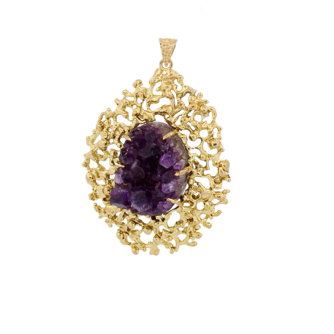 Pre-Owned 9ct Yellow Gold Fancy Uncut Amethyst Pendant Pre-Owned 9ct Yellow Gold Fancy Uncut Amethyst Pendant
