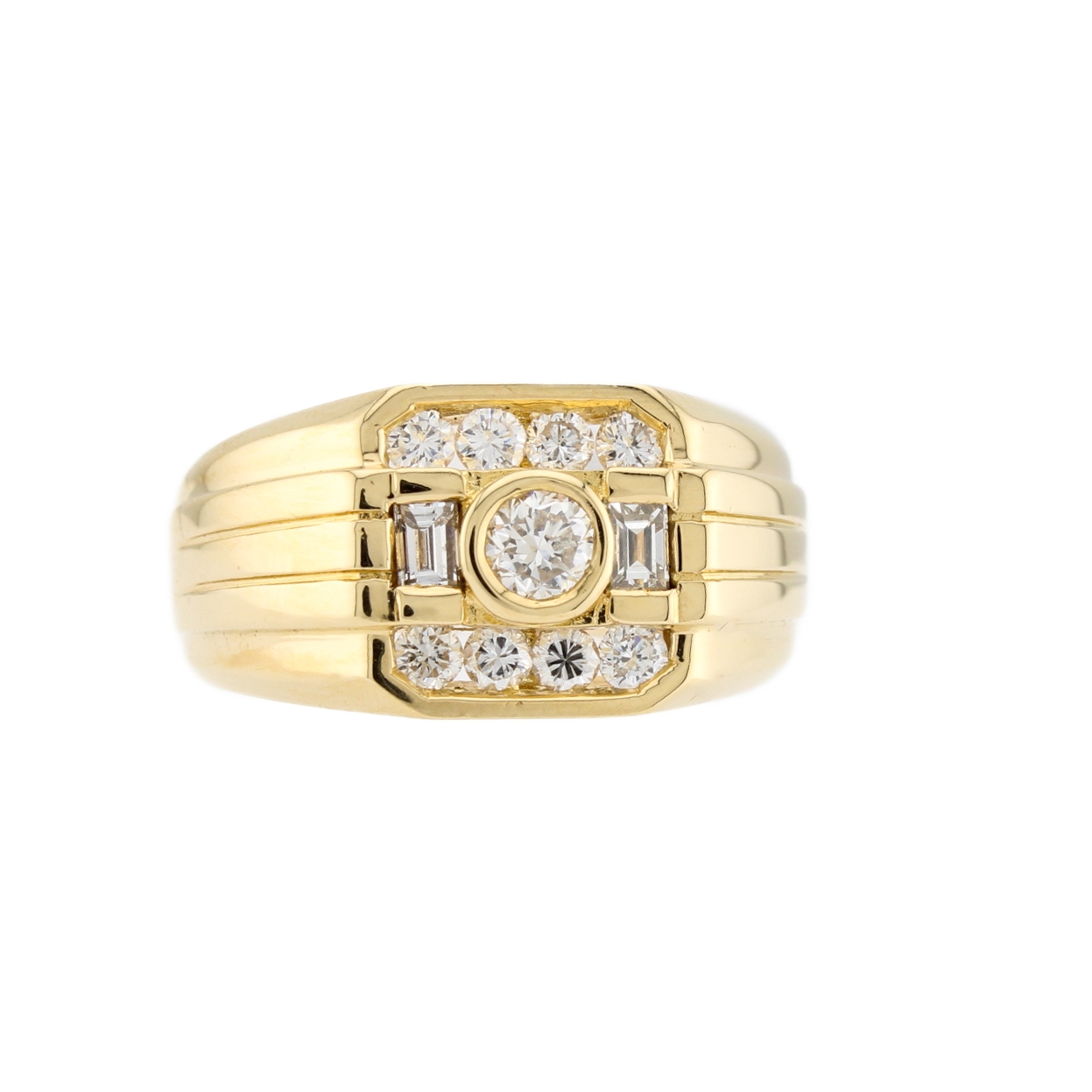 18ct Yellow Gold Diamond Square Signet Ring Total 0.72ct 18ct Yellow Gold Diamond Square Signet Ring Total 0.72ct
