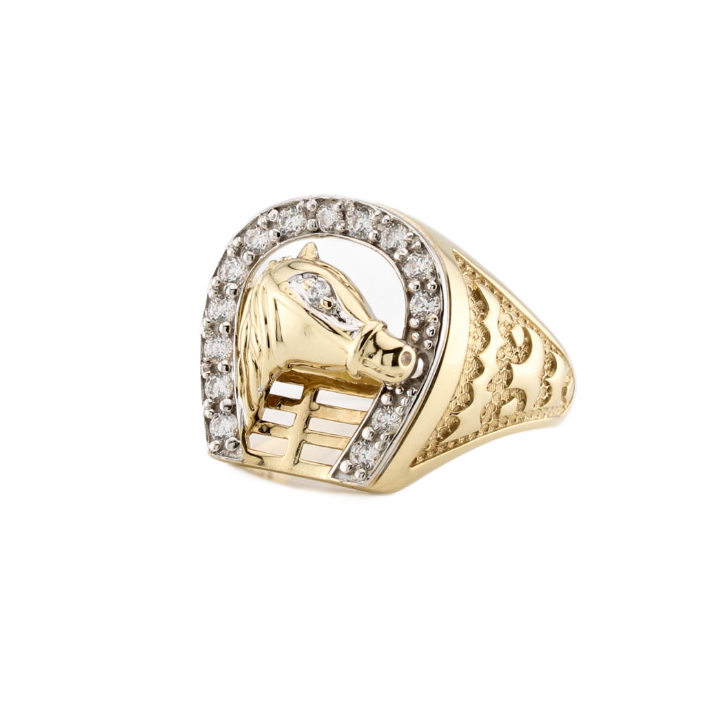 Pre-Owned 9ct Yellow Gold Stone Set Horsehead Ring 1508574