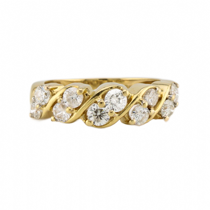 Pre-Owned 18ct Yellow Gold Diamond 2 Row Ring 1.00ct Total 1608432