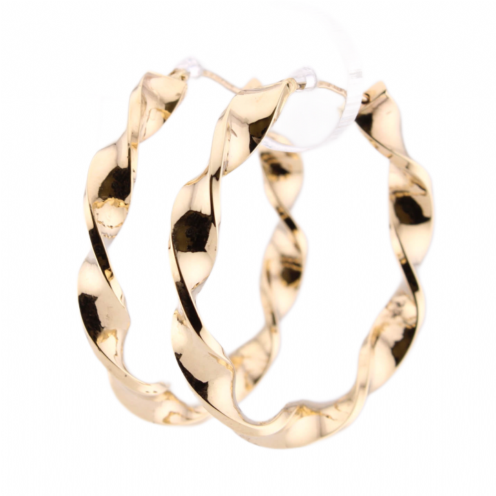 Pre-Owned 9ct Yellow Gold Ribbon Hoop Earrings