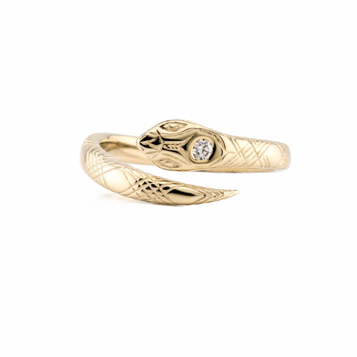 Pre-Owned 9ct Yellow Gold Stone Set Snake Ring 1506295