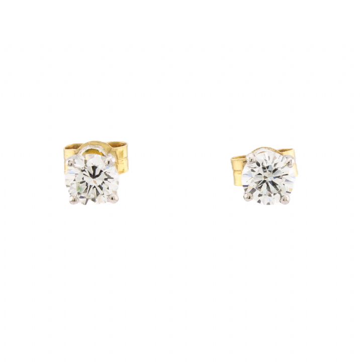 Pre-Owned 18ct Gold Diamond Solitaire Stud Earrings Total 0.80ct