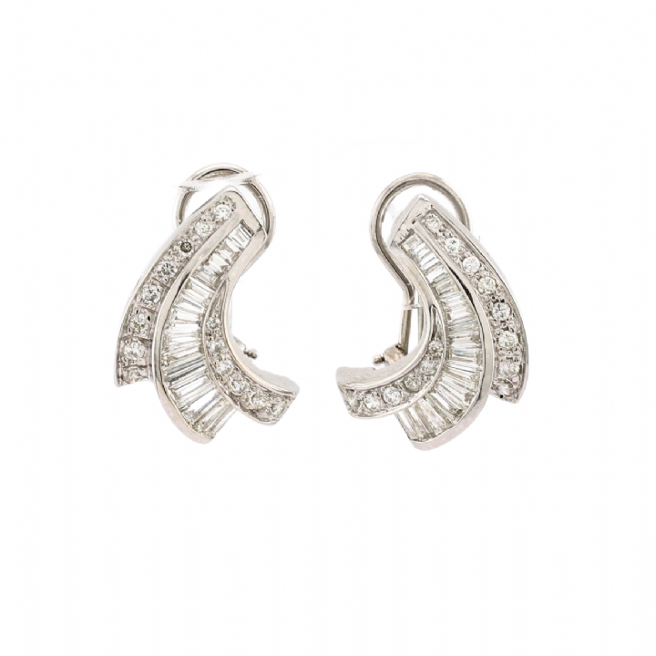 Pre-Owned 14ct White Gold Fancy Diamond Earrings Total 2.06ct