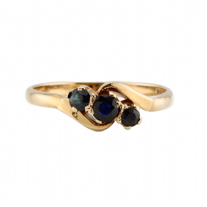 Pre-Owned 9ct Yellow Gold Sapphire Twist Ring