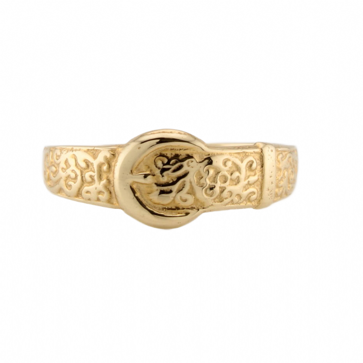 Pre-Owned 9ct Yellow Gold Engraved Buckle Ring