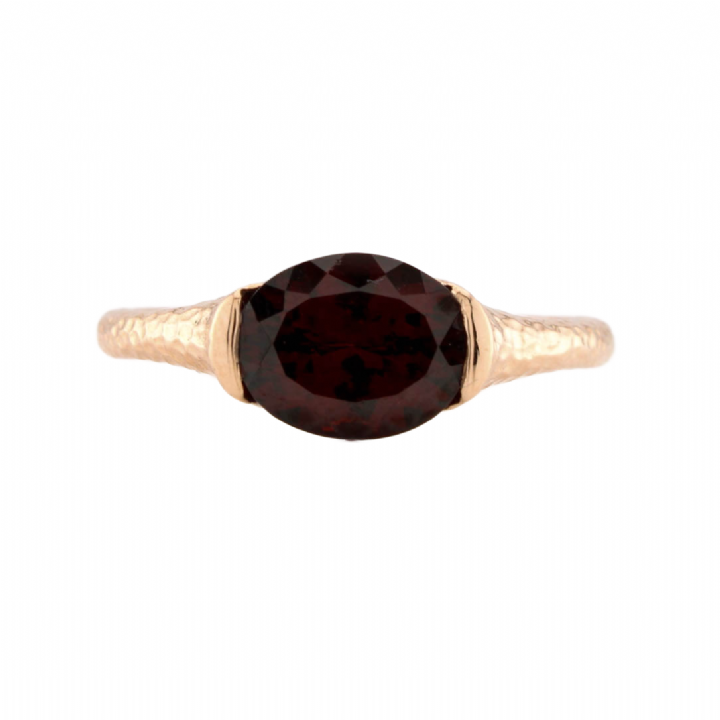 Pre-Owned 9ct Rose Gold Garnet Solitaire Ring