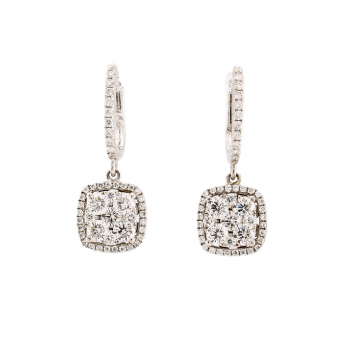 Pre-Owned White Gold Diamond Drop Earrings 1.30ct Total